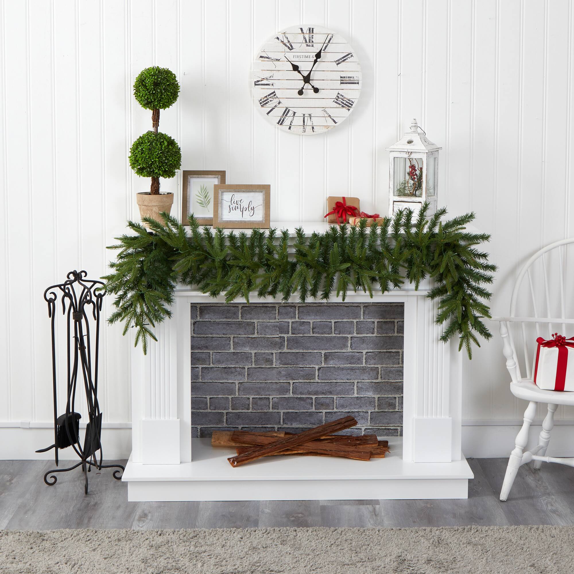 6ft. Pre-Lit Clear LED Green Pine Artificial Christmas Garland